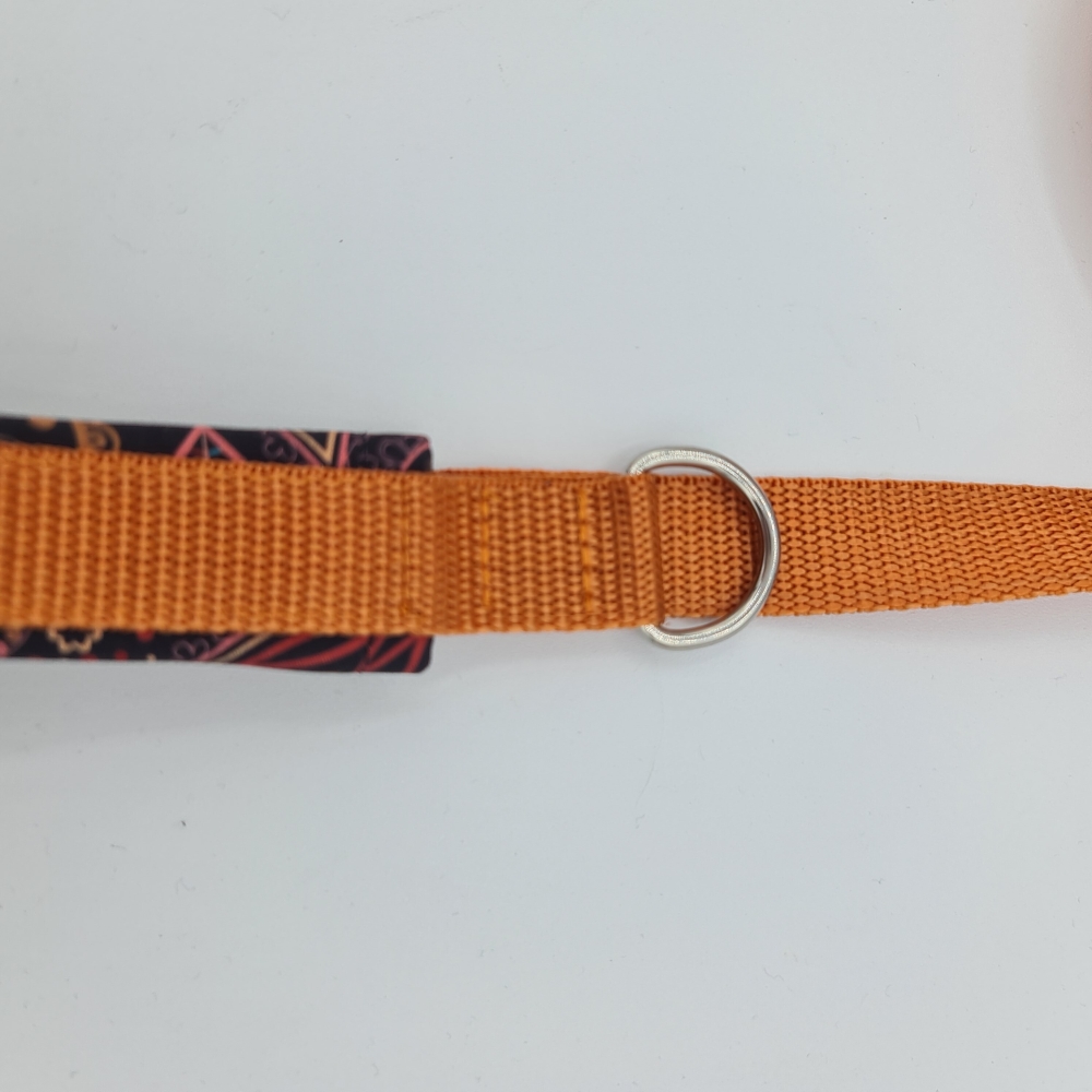 Leine mit weicher Handschlaufe orange-braun Paisley